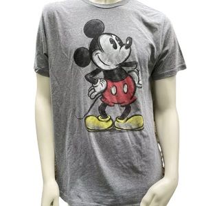 Disney Mickey Mouse T-Shirt Men Gray Shirt Sleeve Graphic Size Large 42/44